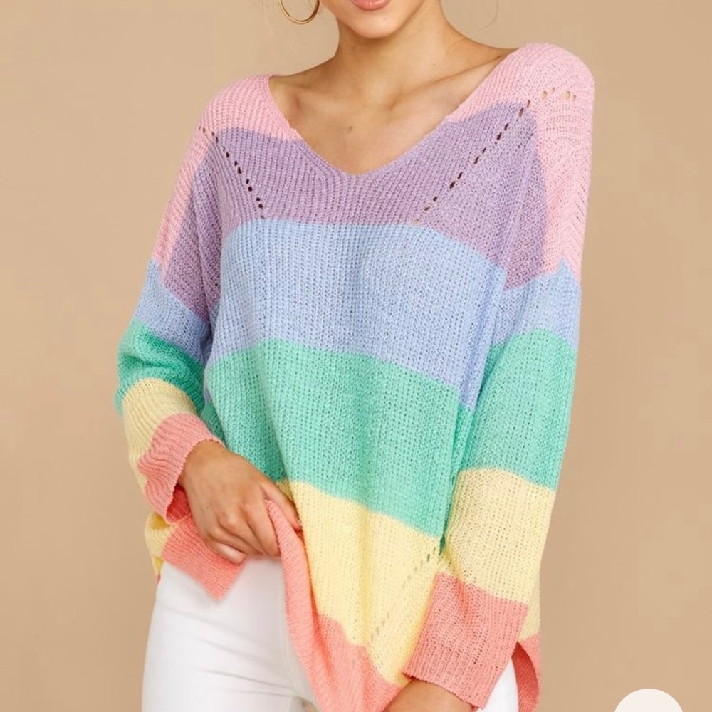 Red Dress Boutique Rainbow Striped Sweater